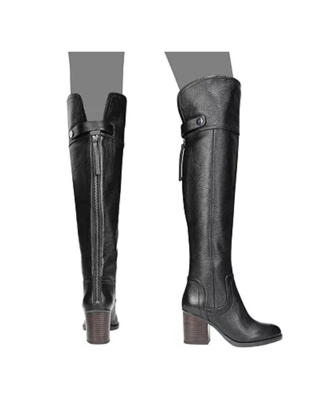 Franco Sarto Black Over-the-Knee leather Boots-size 7-EUC - Picture 9 of 15
